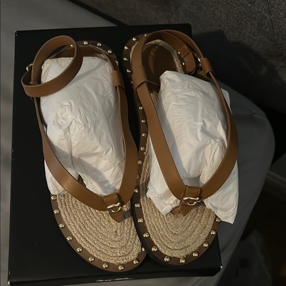 Brown Leather Sandals with Studded Sole - Picture 3 of 4